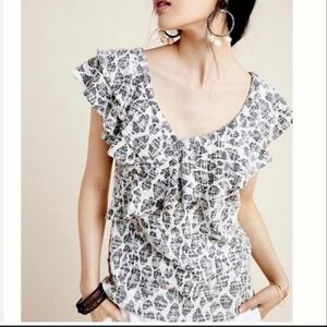 Anthro Leopard Ruffled Top